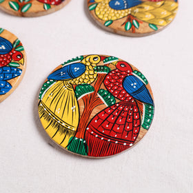 Bengal Patua Handpainted Akashmoni Wooden Coasters (Set of 4) 08