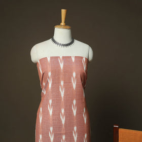Brown - Pochampally Ikat Weave 3pc Cotton Unstitched Dress Material Suit Set 85