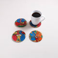 Multicolor - Bengal Patua Handpainted Akashmoni Wooden Coasters (Set of 4) 09