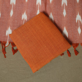 Brown - Pochampally Ikat Weave 3pc Cotton Unstitched Dress Material Suit Set 85