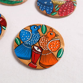 Multicolor - Bengal Patua Handpainted Akashmoni Wooden Coasters (Set of 4) 09