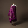 Spun Dupion Viscose Silk Buti 2pc Unstitched Dress Material Kurta Set with Earrings 02