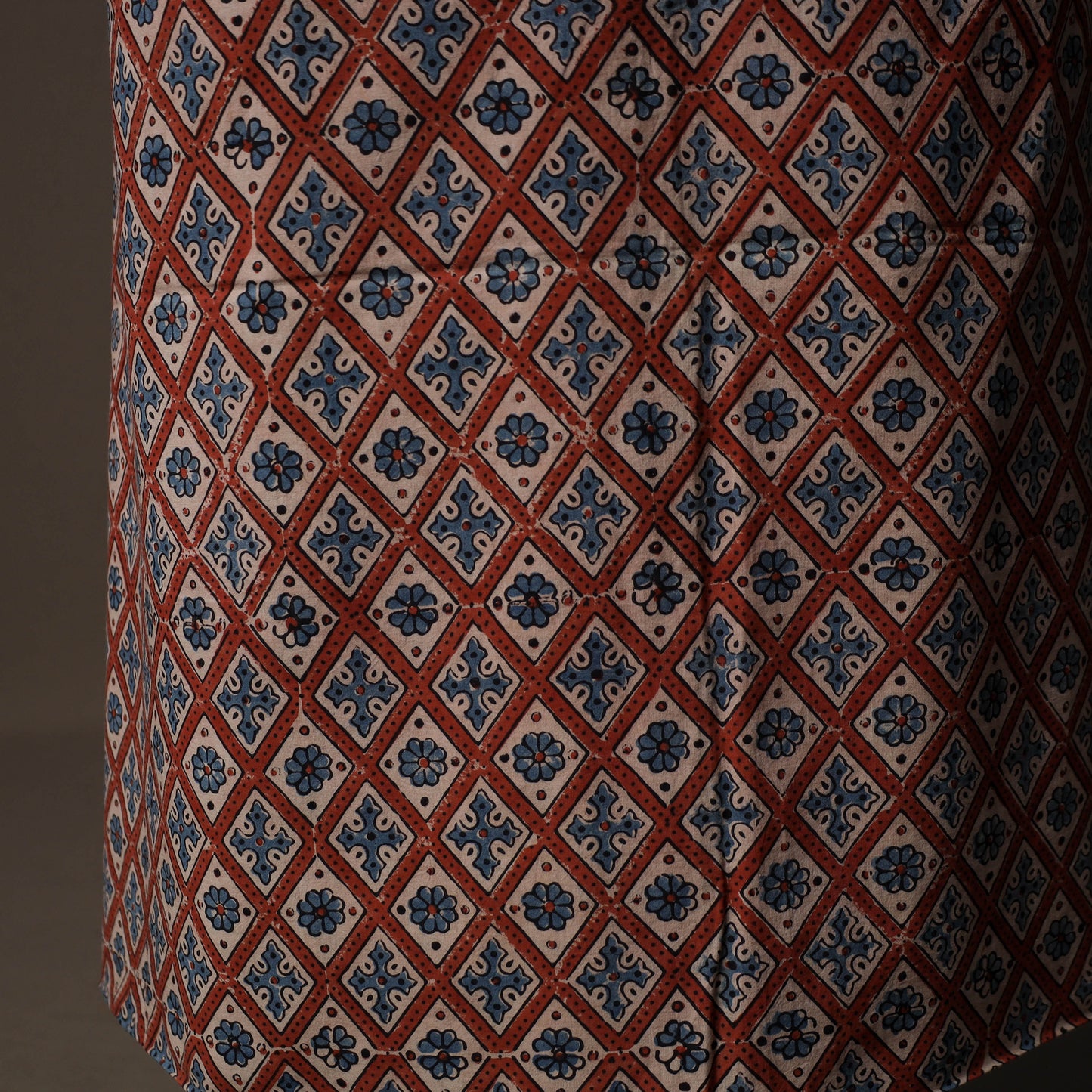 Ajrakh Hand Block Print Natural Dyed Cotton 2pc Unstitched Dress Material Kurta Set 07