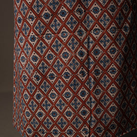 Ajrakh Hand Block Print Natural Dyed Cotton 2pc Unstitched Dress Material Kurta Set 07