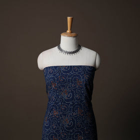Ajrakh Hand Block Print Natural Dyed Cotton 2pc Unstitched Dress Material Kurta Set 08
