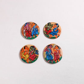 Bengal Patua Handpainted Akashmoni Wooden Coasters (Set of 4) 11