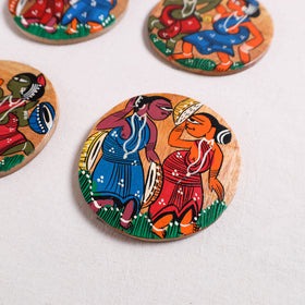 Bengal Patua Handpainted Akashmoni Wooden Coasters (Set of 4) 11