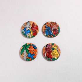 Bengal Patua Handpainted Akashmoni Wooden Coasters (Set of 4) 13