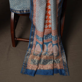 Bagh Hand Block Print Natural Dyed Maheshwari Silk 3pc Unstitched Dress Material Suit Set 18
