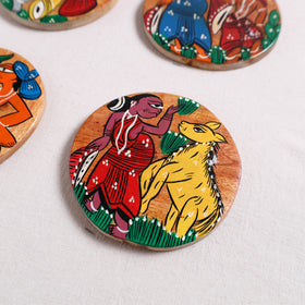 Bengal Patua Handpainted Akashmoni Wooden Coasters (Set of 4) 13
