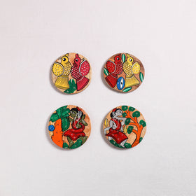 Bengal Patua Handpainted Akashmoni Wooden Coasters (Set of 4) 14