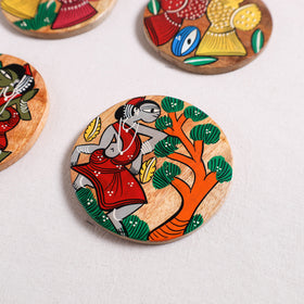 Bengal Patua Handpainted Akashmoni Wooden Coasters (Set of 4) 14