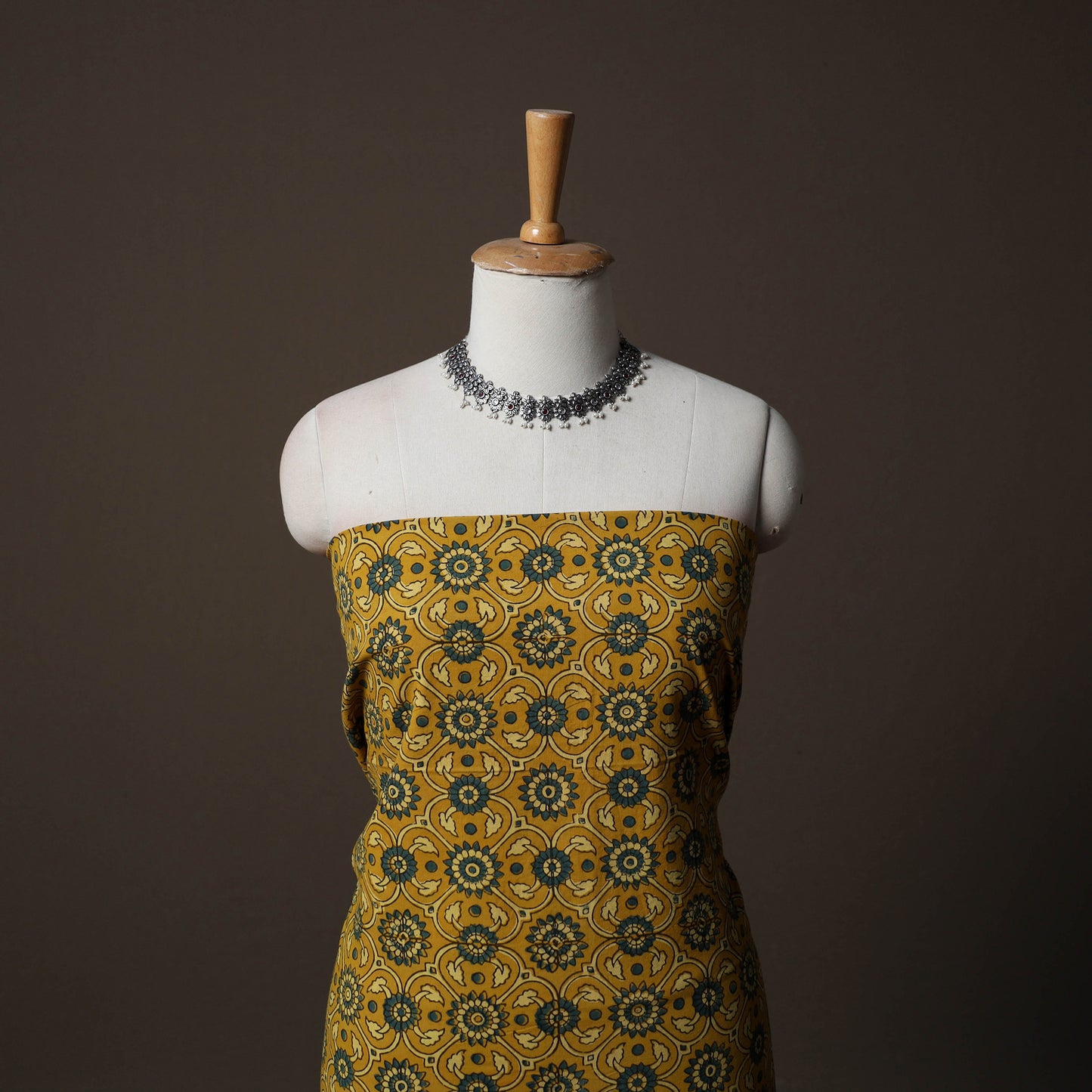 Ajrakh Hand Block Print Natural Dyed Cotton 2pc Unstitched Dress Material Kurta Set 11