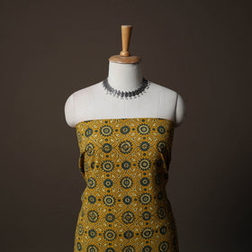 Ajrakh Hand Block Print Natural Dyed Cotton 2pc Unstitched Dress Material Kurta Set 11