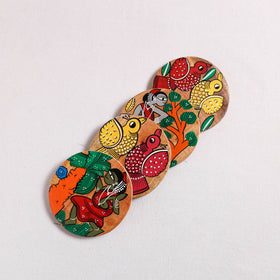 Bengal Patua Handpainted Akashmoni Wooden Coasters (Set of 4) 14