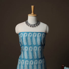 Bagh Hand Block Print Natural Dyed Maheshwari Silk 3pc Unstitched Dress Material Suit Set 01