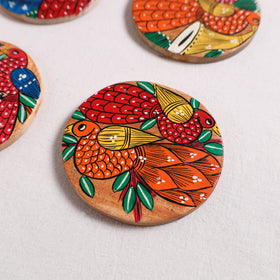Bengal Patua Handpainted Akashmoni Wooden Coasters (Set of 4) 15