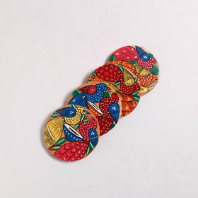 Bengal Patua Handpainted Akashmoni Wooden Coasters (Set of 4) 15