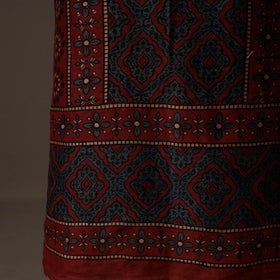 Ajrakh Hand Block Print Natural Dyed Chanderi Silk 2pc Unstitched Dress Material Kurta Set 12