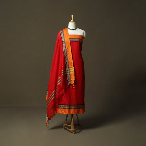 Dharwad Cotton 3pc Unstitched Dress Material with Border 08