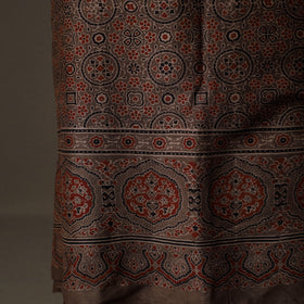 Ajrakh Hand Block Print Natural Dyed Chanderi Silk 2pc Unstitched Dress Material Kurta Set 13
