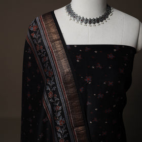 Ajrakh Hand Block Print Natural Dyed Chanderi Silk 2pc Unstitched Dress Material Kurta Set 14