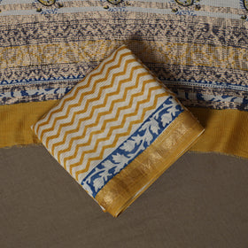 Bagh Hand Block Print Natural Dyed Maheshwari Silk 3pc Unstitched Dress Material Suit Set 02