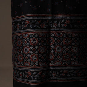 Ajrakh Hand Block Print Natural Dyed Chanderi Silk 2pc Unstitched Dress Material Kurta Set 14