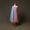 Pink - Pochampally Ikat Weave Cotton 3pc Unstitched Dress Material Suit Set 03