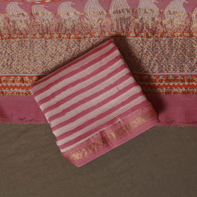 Bagh Hand Block Print Natural Dyed Maheshwari Silk 3pc Unstitched Dress Material Suit Set 03