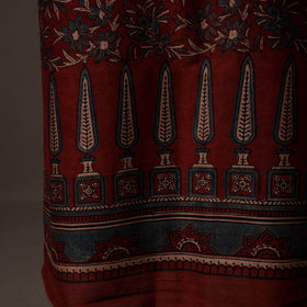 Ajrakh Hand Block Print Natural Dyed Chanderi Silk 2pc Unstitched Dress Material Kurta Set 15