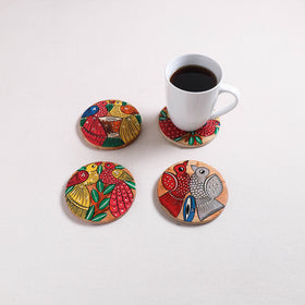 Bengal Patua Handpainted Akashmoni Wooden Coasters (Set of 4) 19