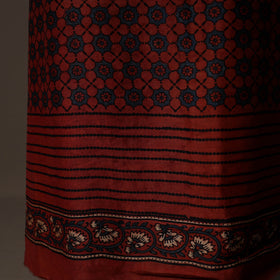 Ajrakh Hand Block Print Natural Dyed Chanderi Silk 2pc Unstitched Dress Material Kurta Set 16