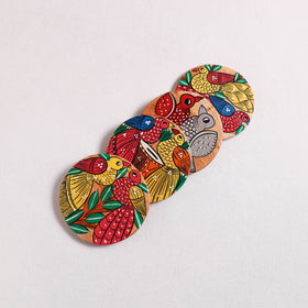 Bengal Patua Handpainted Akashmoni Wooden Coasters (Set of 4) 19