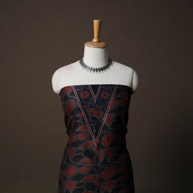 Ajrakh Hand Block Print Natural Dyed Chanderi Silk 2pc Unstitched Dress Material Kurta Set 17