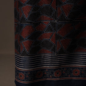 Ajrakh Hand Block Print Natural Dyed Chanderi Silk 2pc Unstitched Dress Material Kurta Set 17