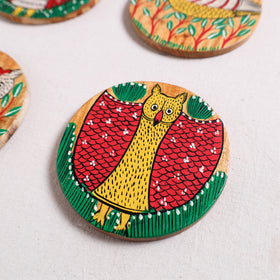 Bengal Patua Handpainted Akashmoni Wooden Coasters (Set of 4) 20