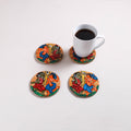 Bengal Patua Handpainted Akashmoni Wooden Coasters (Set of 4) 21