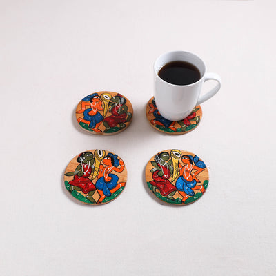 Bengal Patua Handpainted Akashmoni Wooden Coasters (Set of 4) 21