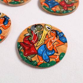 Bengal Patua Handpainted Akashmoni Wooden Coasters (Set of 4) 21