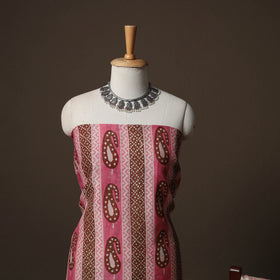 Bagh Hand Block Print Natural Dyed Maheshwari Silk 3pc Unstitched Dress Material Suit Set 07