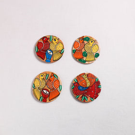 Bengal Patua Handpainted Akashmoni Wooden Coasters (Set of 4) 22
