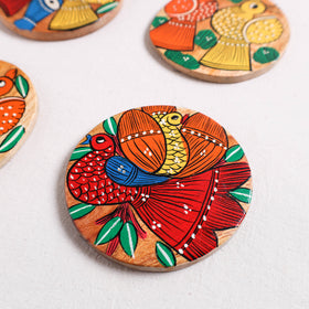 Bengal Patua Handpainted Akashmoni Wooden Coasters (Set of 4) 22