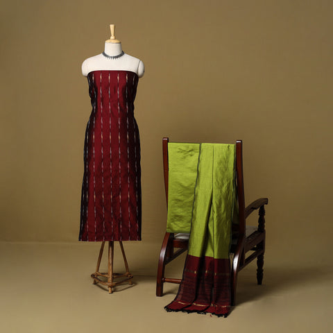 Pochampally Ikat Silk Cotton 3pc Unstitched Dress Material 32