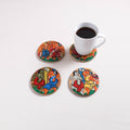 Bengal Patua Handpainted Akashmoni Wooden Coasters (Set of 4) 23