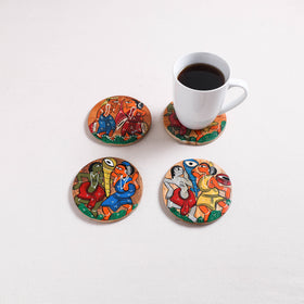 Bengal Patua Handpainted Akashmoni Wooden Coasters (Set of 4) 23