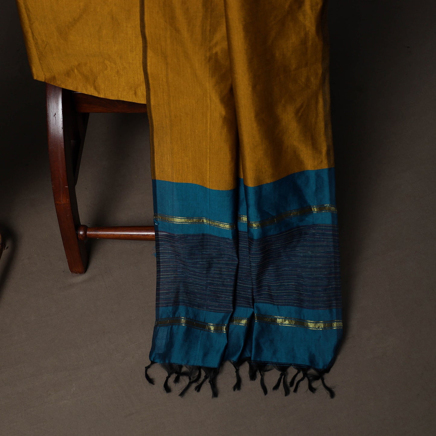 Pochampally Ikat Weave Silk Cotton 3pc Unstitched Dress Material Suit Set 02