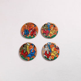 Bengal Patua Handpainted Akashmoni Wooden Coasters (Set of 4) 23