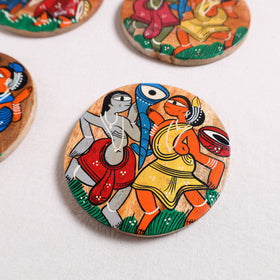 Bengal Patua Handpainted Akashmoni Wooden Coasters (Set of 4) 23