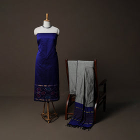 Pochampally Ikat Weave Silk Cotton 3pc Unstitched Dress Material Suit Set 03